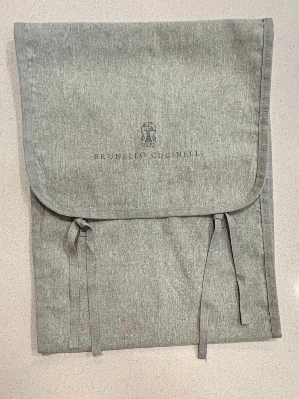 Brunello Cucinelli Gray Garment Dust Bag Drawstring 17x13 Folded 36.5x13 Open
